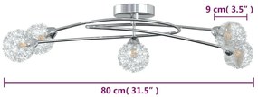 Φωτιστικό Οροφής με Συρμάτινα Διχτ. Καπέλα για 5 Φώτα LED G9 - Διαφανές