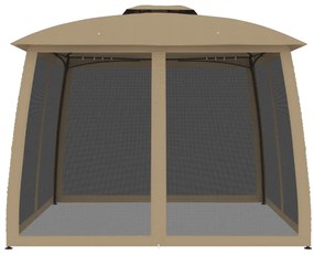 vidaXL Κιόσκι με Διπλούς Τοίχους/Δίχτυ Taupe 2,93x2,93 μ. από Ατσάλι