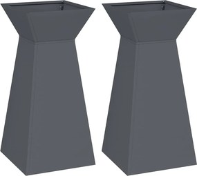 vidaXL Γλάστρα Πυλώνας 2 τμχ. Ανθρακί 35 x 35 x 73 εκ.