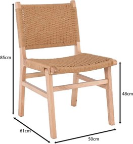 COMO Καρέκλα Τραπεζαρίας Φυσικό, Κάθισμα Paper Rope   1τμχ