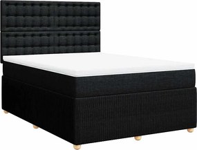 vidaXL Κρεβάτι Boxspring με Στρώμα Μαύρο 140x200 εκ. Υφασμάτινο
