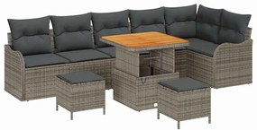 vidaXL Σετ Καναπέ Κήπου 9 pcs Γκρι συνθετικό ρατάν