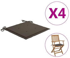 vidaXL Μαξιλάρια Καρέκλας Κήπου 4 τεμ. Taupe 40x40x4 εκ. Υφασμάτινα
