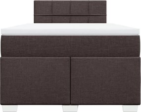 vidaXL Κρεβάτι Boxspring με Στρώμα Σκούρο Καφέ 120x190 εκ Υφασμάτινο