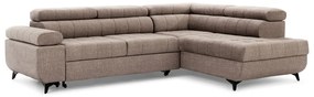 Γωνιακός καναπές κρεβάτι Dragonis, μπέζ βελούδο 268x97x201cm- Δεξιά γωνία-BOG4114