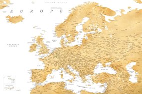 Χάρτης Detailed map of Europe in gold, Blursbyai