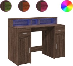vidaXL Γραφείο με LED Καφέ δρυς 120x55x91 εκ. Επεξεργ. Ξύλο