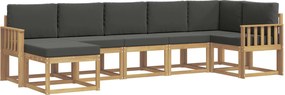 vidaXL Σειρά Καναπέ Εξωτερικού 7 pcs Άσπρο και Ανθρακί Πολυεστέρας