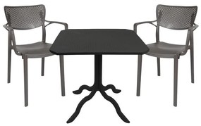 Τραπεζαρία Groovy-Frontline σετ 3τεμ PP ανθρακί 80x80x74,5εκ. 80x80x74.5 εκ.