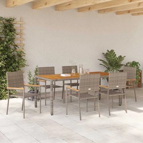 vidaXL Σέτ φαγητού για κήπο 7 pcs Γκρι 190 x 90 x 75 cm