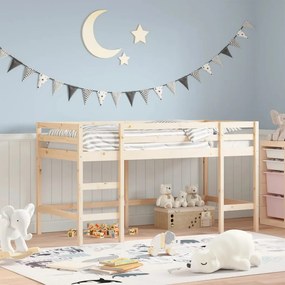 Κρεβάτι Κουκέτα Παιδικό με Σκάλα 80 x 200 εκ. Μασίφ Ξύλο Πεύκου