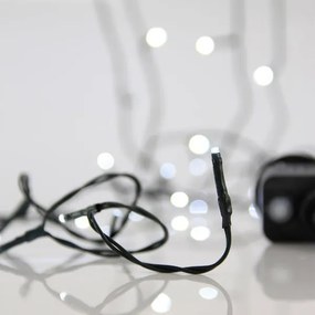 Eurolamp Σειρά 50 LED 3mm Ψυχρό Λευκό 2.5m Με 8 Προγράμματα Και Μνήμη IP44 Πράσινο Καλώδιο 600-13100