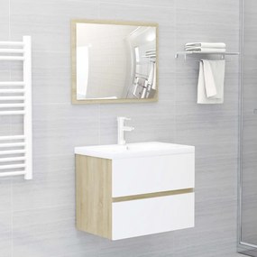 vidaXL Ντουλάπι Νιπτήρα Λευκό/Sonoma Δρυς 60x38,5x45 εκ. Μοριοσανίδα