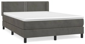 Κρεβάτι Boxspring με Στρώμα Σκούρο Γκρι 140x190 εκ. Βελούδινο - Γκρι