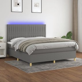 ΚΡΕΒΑΤΙ BOXSPRING ΜΕ ΣΤΡΩΜΑ &amp; LED ΣΚ.ΓΚΡΙ 160X200 ΕΚ ΥΦΑΣΜΑΤΙΝΟ 3135606