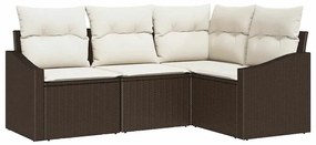 vidaXL Σετ Καναπέ Κήπου 4 pcs Καφέ Πολυ ράταν