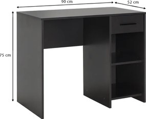 Γραφείο εργασίας Concept Megapap χρώμα ανθρακί 90x52x75εκ.