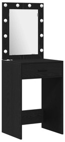 vidaXL 2 τεμάχιο σετ dressing table με LED Μαύρο Επεξεργασμένο ξύλο
