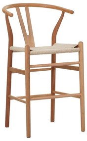 Bar stool Wishbone rubberwood-rope in natural shade 55x49x108cm 55x49x108 εκ.