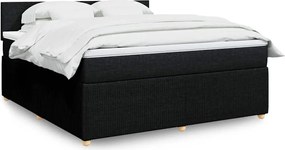 vidaXL Κρεβάτι Boxspring με Στρώμα Μαύρο 180x200 εκ. Υφασμάτινο