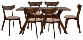 Σετ τραπεζαρίας C10068 7τμχ με Τραπέζι 160x90x75.5εκ. &amp; Καρέκλες ROSELYN Καρυδί