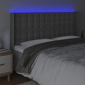 Κεφαλάρι Κρεβατιού LED Γκρι 183x16x118/128 εκ. Συνθετ. Δέρμα - Γκρι