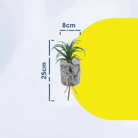 Τεχνητό Φυτό σε Κεραμικό Γλαστράκι και Μεταλλική Χρυσή Βάση 8x26cm - Γκρι