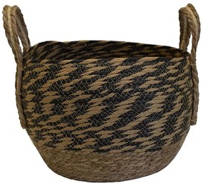 Καλάθι Με Φάσα 00.06.61087 Φ29x21cm Ψάθινο Natural-Black Mat
