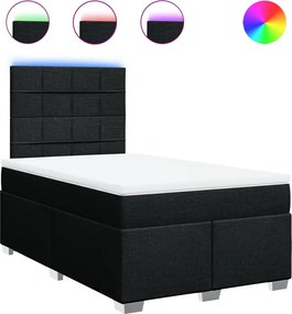 vidaXL Κρεβάτι Boxspring με Στρώμα Μαύρο 120x190 εκ. Υφασμάτινο