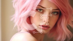 Intra Συλλεκτικό Ξύλινο Παζλ Plywood 4mm - Κομψή γυναίκα με ροζ μαλλιά πορτρέτο μόδας Σε Ξύλινο Κουτί - Διαστάσεις Puzzle: 10x10 cm – 25 κομμάτια