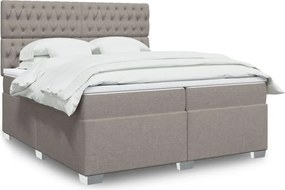 vidaXL Κρεβάτι Boxspring με Στρώμα Taupe 200x200 εκ. Υφασμάτινο