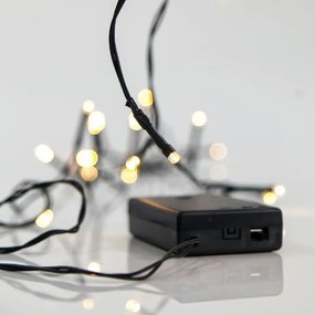 Eurolamp Σειρά 20 LED 5mm Θερμό Λευκό Ωφέλιμο 1.9m Σταθερά ΙΡ20 Πράσινο Καλώδιο Μπαταρίας 600-11141