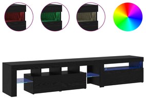 vidaXL Ντουλάπες Τηλεόρασης 2 τμχ με LED Φώτα Μαύρη Δρυς Επεξεργασμένο Ξύλο