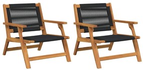 vidaXL Εξωτερικά Έπιπλα 2 pcs Μαύρο 78 x 67 x 73εκ. Μασίφ ξύλο ακακίας