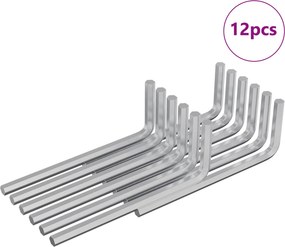 vidaXL Εξαγωνικό Κλειδί 12 pcs Ασημί 20 x 52 χιλ. Ατσάλι