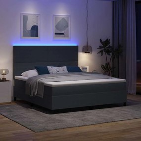 vidaXL LED Κρεβάτι με βάθρο Σκούρο Γκρι και Λευκό 180 x 200 cm