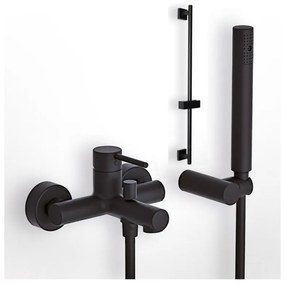 Eurorama Tonda Black Matt 145210-400 Μπαταρία Λουτρού Με Tηλέφωνο, Eπίτοιχο Στήριγμα Tηλεφώνου+PVC Σπιράλ+FLUTE βέργα