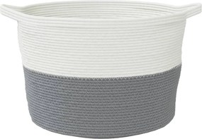 vidaXL Καλάθι Απλύτων Γκρι και Λευκό Ø60x36 εκ. Βαμβακερό