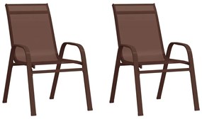 318779 vidaXL Καρέκλες Κήπου Στοιβαζόμενες 2 τεμ. Καφέ από Ύφασμα Textilene Καφέ, 1 Τεμάχιο
