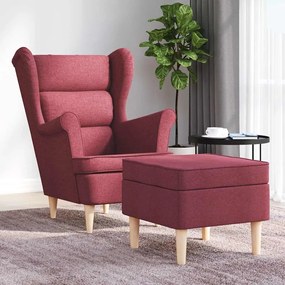 vidaXL Μπερζέρα Μπορντό Υφασμάτινη με Υποπόδιο