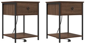 vidaXL Κομοδίνο 2 pcs Καφέ δρυς 42 x 41 x 56 εκ. Επεξεργασμένο ξύλο