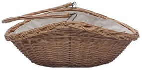 286987 Firewood Basket with Handle 57x46,5x52 cm Brown Willow - Καφέ