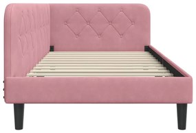 vidaXL Κρεβάτι Γωνίας με κεφαλάρι Ροζ 100 x 200 cm Βελούδο
