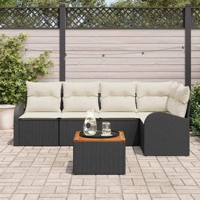 vidaXL Σετ Καναπέ Κήπου 6 pcs Μαύρος, λευκός