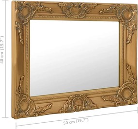 vidaXL Καθρέφτης Τοίχου με Μπαρόκ Στιλ Χρυσός 50 x 40 εκ.