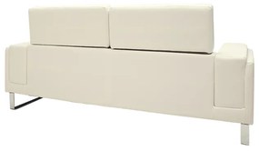 Καναπές Shea pakoworld 3θέσιος PU ivory-inox 198x80x87εκ