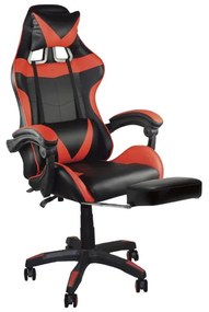 BF7860 Gaming Relax Πολυθρόνα Γραφείου με Υποπόδιο, Pu Μαύρο - Κόκκινο -  63x70x117/127cm