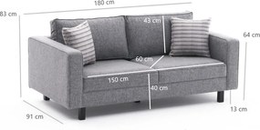 2-Seat Sofa Kale Linen - Grey Grey