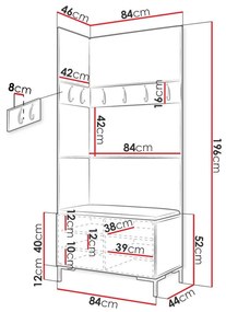 Σετ διαδρόμου Hartford F103, 196x84x46cm, 34 kg, Μαύρο, Ταπισερί, Πλαστικοποιημένη μοριοσανίδα, Τοίχου, Εντοιχισμένη | Epipla1.gr