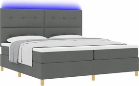 vidaXL LED Κρεβάτι με βάθρο Σκούρο Γκρι 200 x 200 cm ύφασμα
